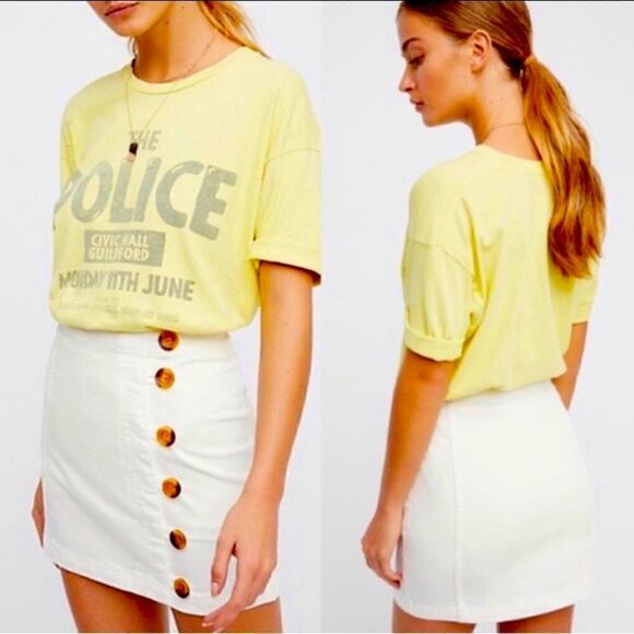 Free People Little Daisies White Button-Front Mini Skirt Size 0 - Picture 11 of 11